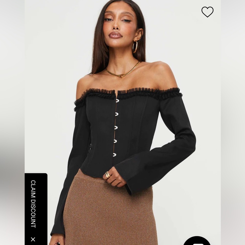 Princess Polly Avaah Off The Shoulder Top Black size 0